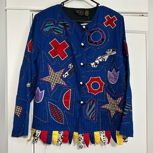Julia Kim NWT Vintage Art-to-Wear Patchwork Jacket Medium Funky Retro